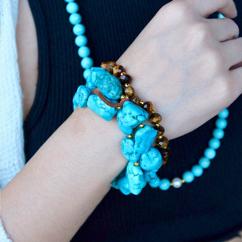 Smoky Brown Tiger's Eye Golden Bracelet Set - Barse Jewelry