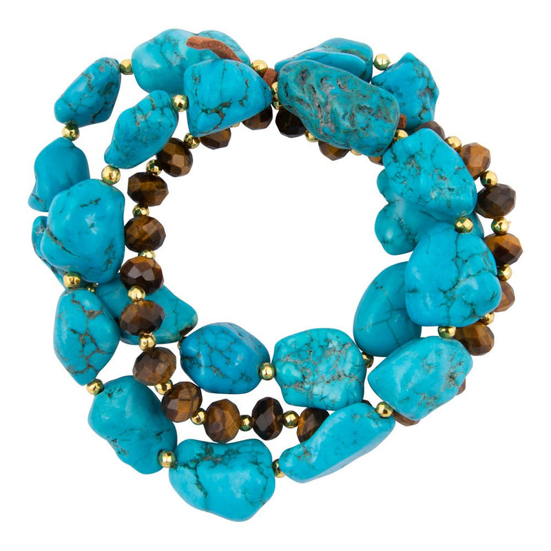 Smoky Brown Tiger's Eye Golden Bracelet Set - Barse Jewelry
