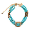 Smoky Quartz and Blue Turquoise Golden Statement Bracelet - Barse Jewelry
