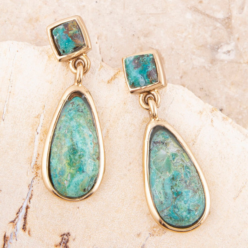 Smooth Teardrop Earring - Chrysocolla - Barse Jewelry