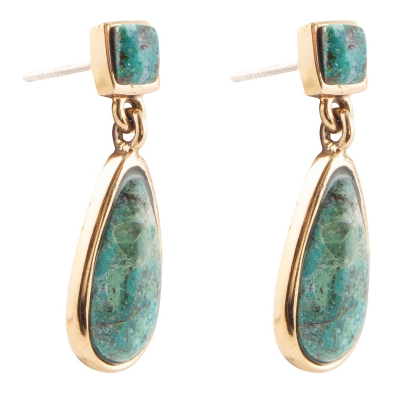 Smooth Teardrop Earring - Chrysocolla - Barse Jewelry