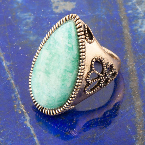 Soledad Blue Amazonite Golden Bronze Ring - Barse Jewelry