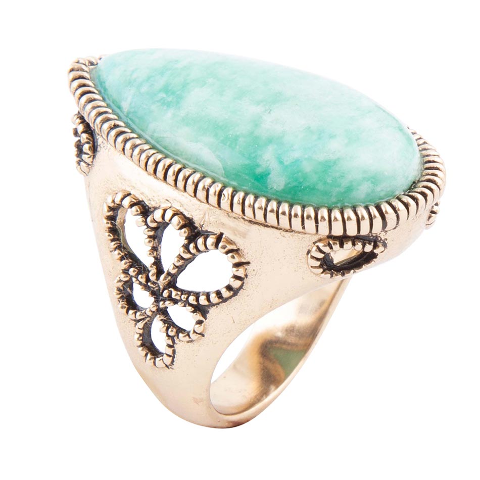 Soledad Blue Amazonite Golden Bronze Ring - Barse Jewelry