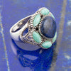 Soledad Blue Denim Lapis & Amazonite Sterling Silver Ring - Barse Jewelry