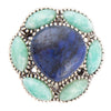 Soledad Blue Denim Lapis & Amazonite Sterling Silver Ring - Barse Jewelry