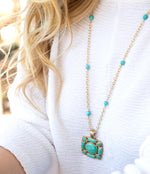 Squared Up Green Turquoise Pendant Necklace - Barse Jewelry