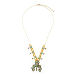 Squash Blossom Statement Blue Turquoise Golden Necklace - Barse Jewelry