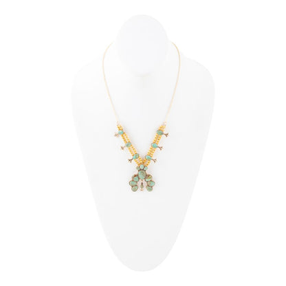 Squash Blossom Statement Blue Turquoise Golden Necklace - Barse Jewelry