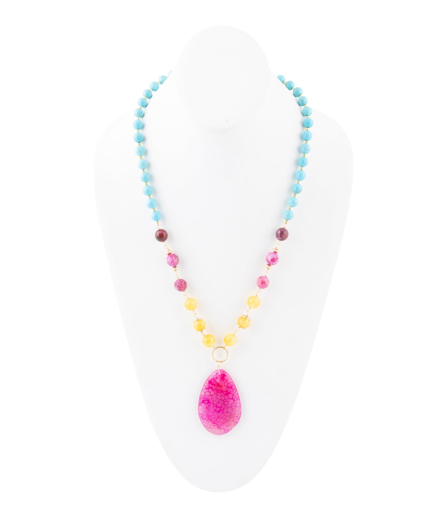 St. Augustine Pink Agate Golden Pendant Necklace - Barse Jewelry