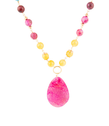 St. Augustine Pink Agate Golden Pendant Necklace - Barse Jewelry