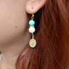 St. Guadalupe Blue Magnesite Golden Drop Earrings - Barse Jewelry