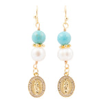 St. Guadalupe Blue Magnesite Golden Drop Earrings - Barse Jewelry