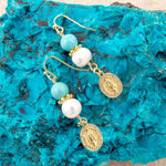 St. Guadalupe Blue Magnesite Golden Drop Earrings - Barse Jewelry