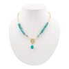 St. Guadalupe Blue Magnesite Golden Pendant Necklace - Barse Jewelry