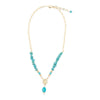 St. Guadalupe Blue Magnesite Golden Pendant Necklace - Barse Jewelry