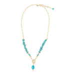 St. Guadalupe Blue Magnesite Golden Pendant Necklace - Barse Jewelry