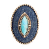 Stacked Blue Turquoise and Denim Golden Statement Ring - Barse Jewelry