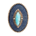 Stacked Blue Turquoise and Denim Golden Statement Ring - Barse Jewelry