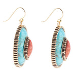 Stacked Stone Blue Turquoise Golden Drop Earrings - Barse Jewelry