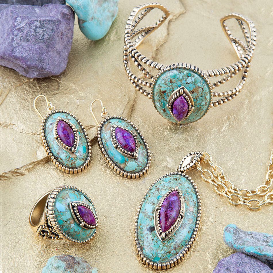 open lace back dress Purple Turquoise Necklace | Sterling Silver Pendant main image 0