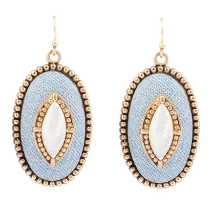 Stacked White Pearl and Blue Denim Drop Earrings - Barse Jewelry