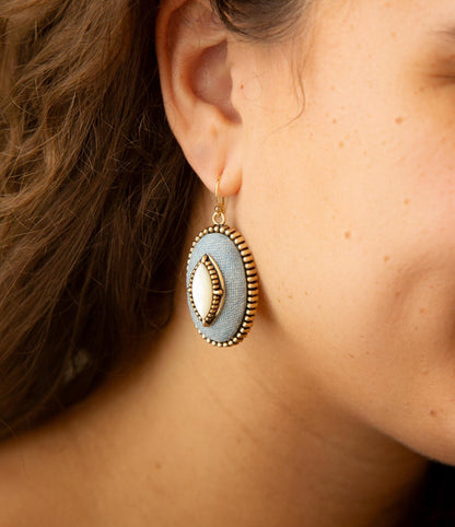 Stacked White Pearl and Blue Denim Drop Earrings - Barse Jewelry