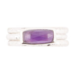 Stacking Hammered Purple Amethyst and Sterling Silver Ring Set - Barse Jewelry