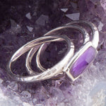 Stacking Hammered Purple Amethyst and Sterling Silver Ring Set - Barse Jewelry