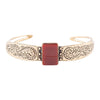 Stamped Orange Carnelian Golden Cuff Bracelet - Barse Jewelry