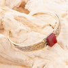 Stamped Orange Carnelian Golden Cuff Bracelet - Barse Jewelry