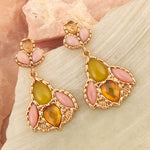 Stargazer Green and Pink Golden Post Drop Earrings - Barse Jewelry