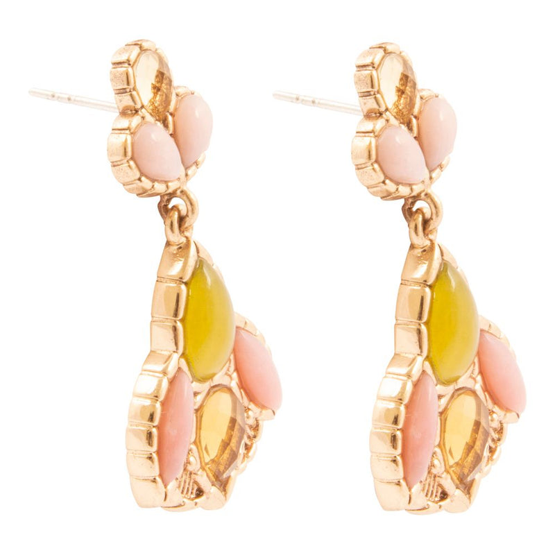 Stargazer Green and Pink Golden Post Drop Earrings - Barse Jewelry