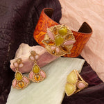 Stargazer Green Jasper Golden Leather Cuff Bracelet - Barse Jewelry