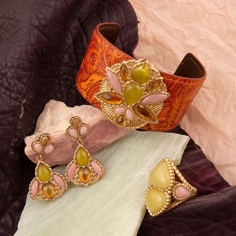 Stargazer Green Jasper Golden Statement Ring - Barse Jewelry