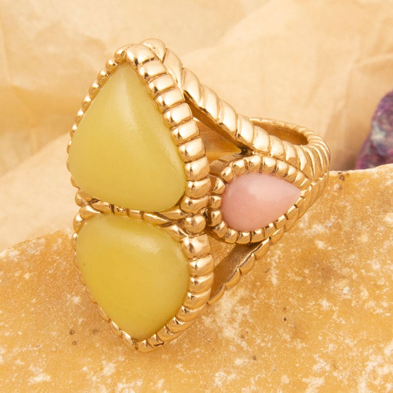Stargazer Green Jasper Golden Statement Ring - Barse Jewelry