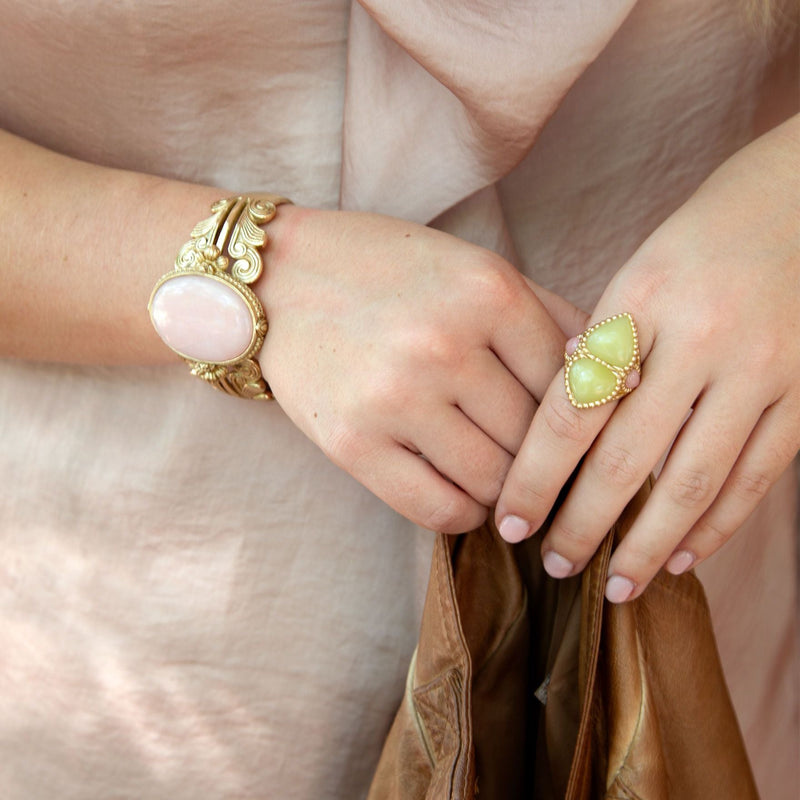 Stargazer Green Jasper Golden Statement Ring - Barse Jewelry