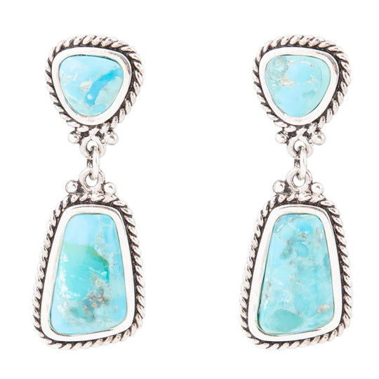 Statement Turquoise and Sterling Silver Roped Earrings