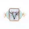 Steer Skull Green Aventurine Golden Cuff Bracelet - Barse Jewelry