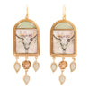 Steer Skull Green Aventurine Golden Drop Earrings - Barse Jewelry