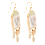 Steer Skull Green Aventurine Golden Drop Earrings - Barse Jewelry