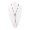 Steer Skull Green Aventurine Golden Leather Bolo Necklace - Barse Jewelry