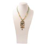Steer Skull Green Aventurine Golden Pendant Necklace - Barse Jewelry