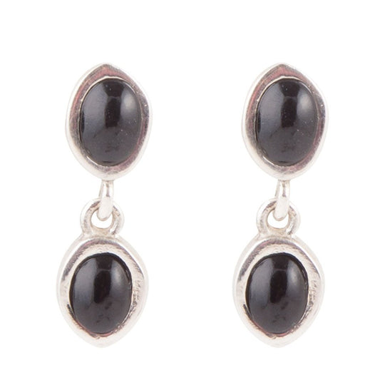 Sterling Silver Black Onyx Drop Earrings