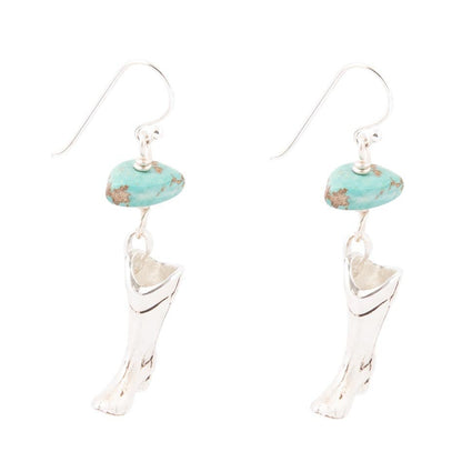 Sterling Silver Boot Charm and Blue Turquoise Earrings - Barse Jewelry
