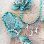 Sterling Silver Boot Charm and Blue Turquoise Earrings - Barse Jewelry