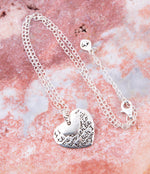 Sterling Silver Engraved Heart Pendant Neckalce - Barse Jewelry