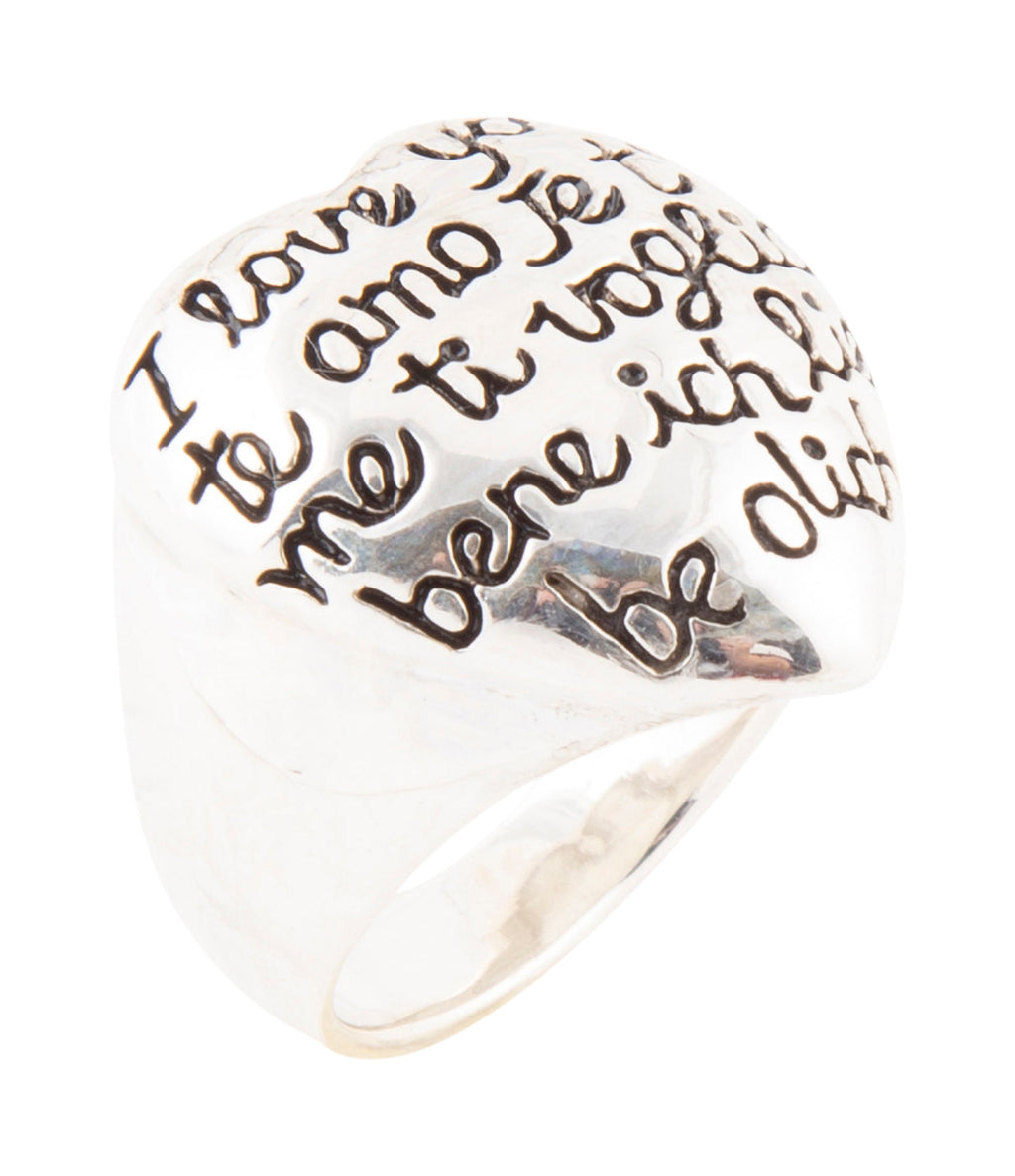Sterling Silver Engraved Heart Statement Ring - Barse Jewelry