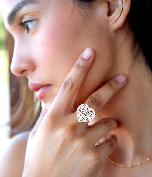 Sterling Silver Engraved Heart Statement Ring - Barse Jewelry