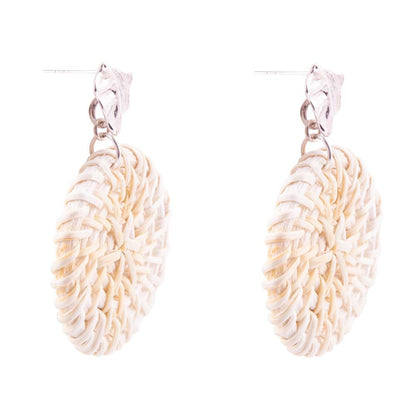Sterling Silver Tan Rattan Statement Earrings - Barse Jewelry