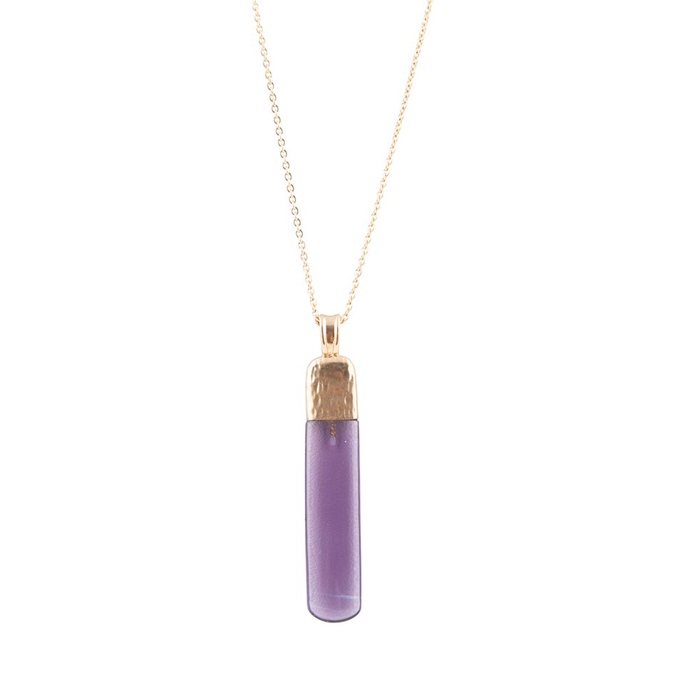 Straightaway Purple Amethyst Golden Necklace - Barse Jewelry